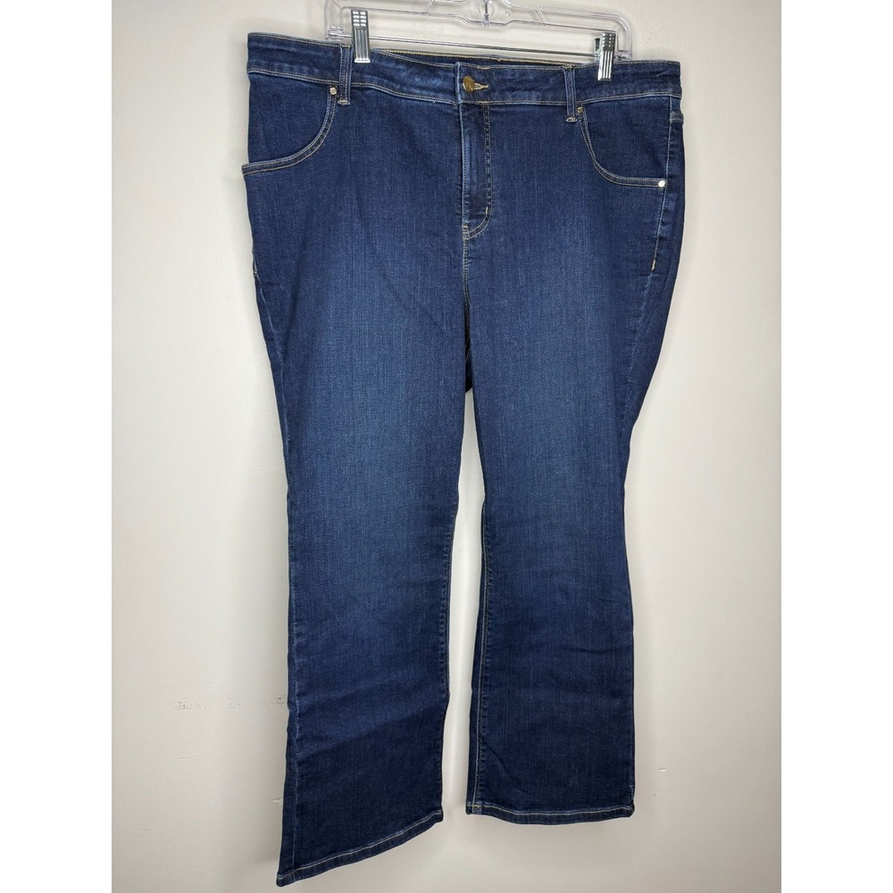 Women w/ Control Conrour Curves Petite Indigo Jeans Size 18WP Dark Wash
